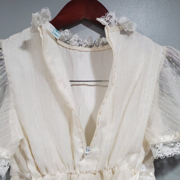 Vintage Sears Girls Dress Layered Lace Flower Girl First Communion Ivory Sz 7 - Picture 15 of 16